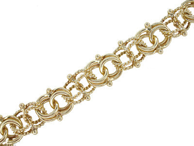 Estate 14K Yellow Gold Double Link Charm Bracelet