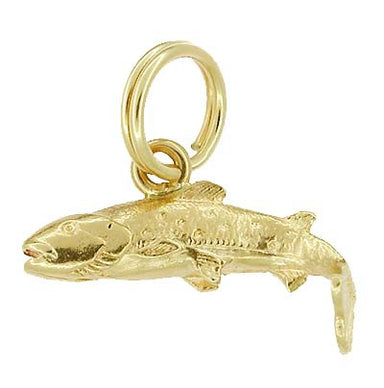 Jumping Fish Charm in 14 Karat Gold