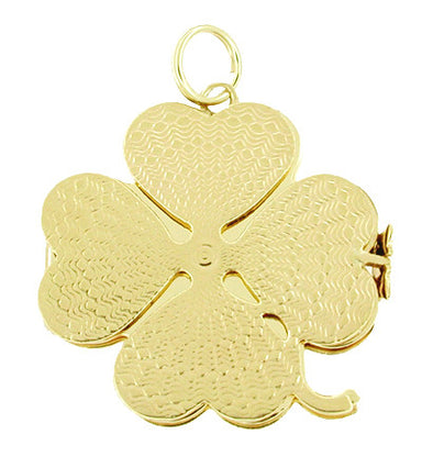 Movable Opening 4 Leaf Clover Pendant Charm in 14 Karat Gold