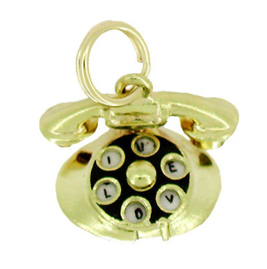 Movable Dial Telephone Charm in 14 Karat Gold - alternate view