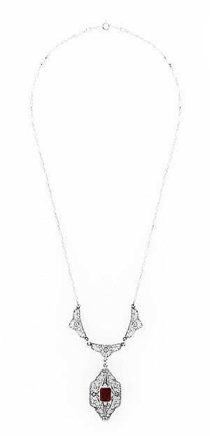 Pendant Gothic Sterling Silver 925 Gemstone Necklace White Fildisi Handmade  Vintage Antique Filigree Dark