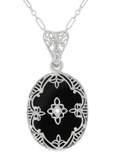Locket pendant necklace, engraved & foto, black onyx stone, sterling silver  925 Store GIORRE