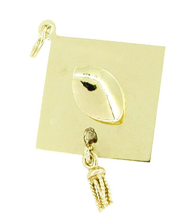 Pearl Set Graduation Cap Pendant Charm with Movable Tassel in 14 Karat Gold - alternate view