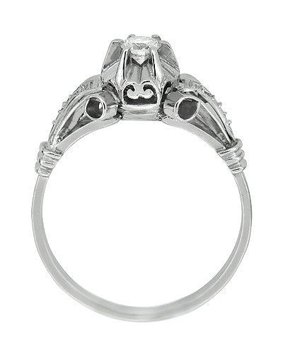 Retro Moderne Diamond Antique Engagement Ring in Platinum - Item: R1051 - Image: 3