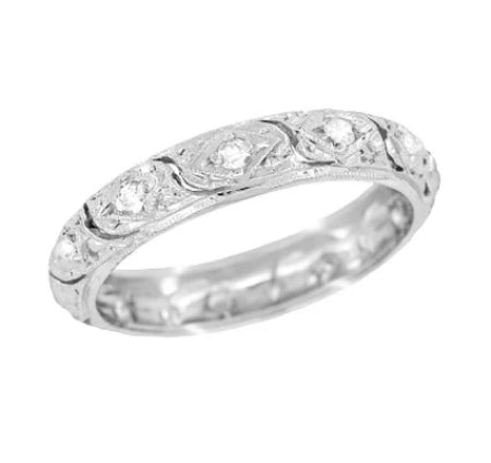 Art Deco Granby Antique Scrolls Platinum and Diamond Wedding Ring ...