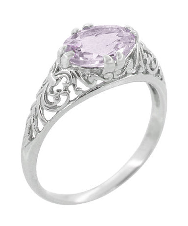 Rose de France Oval Art Deco Filigree Right Hand Antique Ring in White ...
