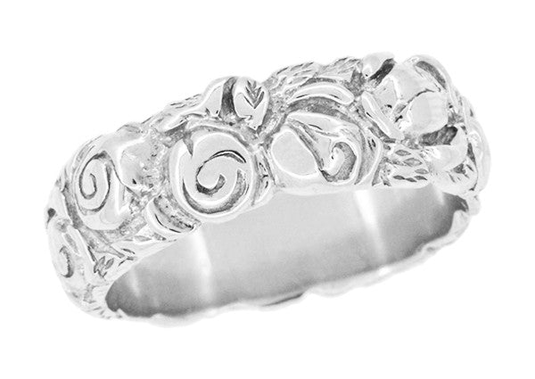 Black Rose Engraved Full Eternity Wedding Band