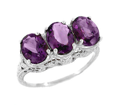 Three stone deals amethyst ring