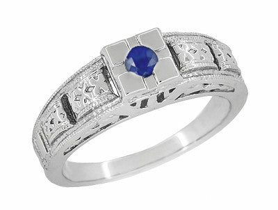 Blue Sapphire Engagement Silver Ring with Small Zircon Stones – Jewelry for  Men & Women