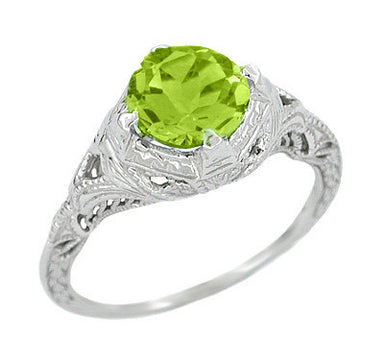Art Deco Filigree Antique 5.5 Ct Large Oval Peridot Statement Ring in ...