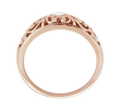 Filigree Edwardian Diamond Band Ring in 14 Karat Rose ( Pink ) Gold - alternate view