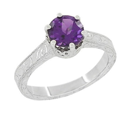 Art Deco Filigree Trellis Solitaire Vintage Amethyst Engagement Ring in ...