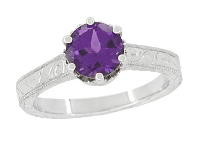 Art Deco Scrolls Regal Filigree Crown Solitaire Antique Amethyst ...