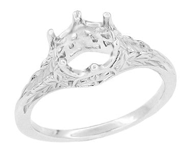 Vintage Art Deco Ring Setting Style - Art Deco 3/4 Carat Crown Scrolls Filigree Engagement Ring Setting in Platinum