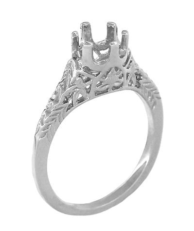 Flowers And Leaves Filigree Art Nouveau Platinum Engagement Ring Setti ...