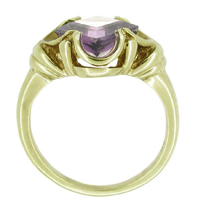 Victorian Square Lilac Amethyst Ring in 14 Karat Yellow Gold