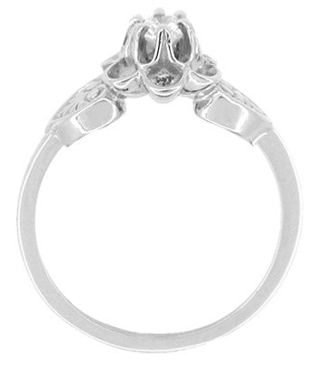 Floral Victorian White Sapphire Engagement Ring in 14 Karat White Gold ...