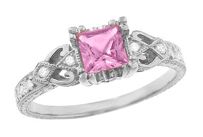 Pink Sapphire Halo Engagement Ring 18K Rose Gold