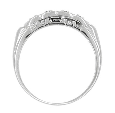 Scalloped Diamond Antique Wedding Band in 14 Karat White Gold - alternate view