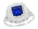 Art Nouveau 1.25 Carat Princess Cut Square Sapphire Ring in 14K White Gold | 6mm