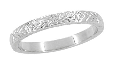 Mardi Gras Retro Carved Vintage Wedding Band in White Gold - 3mm Wide ...