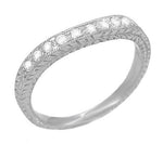 Art Deco Curved Engraved Wheat Diamond Palladium Wedding Band