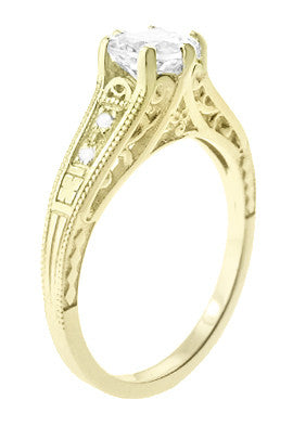 14k Yellow Gold Vintage Style Filigree Engagement Ring #105792