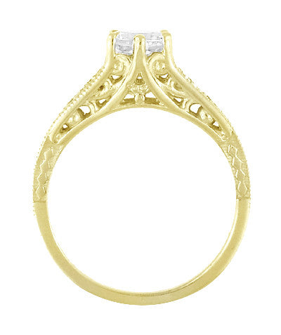 14k Yellow Gold Vintage Style Filigree Engagement Ring #105792