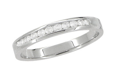 Channel Set Diamond Wedding Band Ring in 14 Karat White Gold — Antique ...