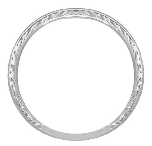 Art Deco Engraved Antique Wheat Wedding Band in 18K White Gold - 2mm ...