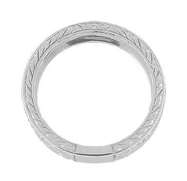 Men's Art Deco 5mm Wide Engraved Wheat Wedding Band Ring in 18 Karat White Gold - alternate view