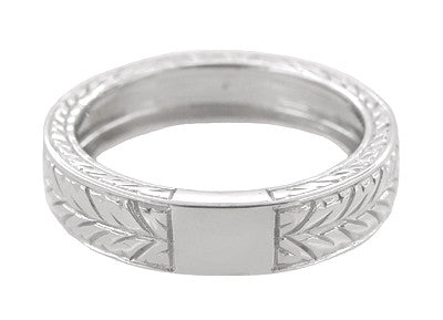 Men's 5mm Wide Vintage Engraved Wheat Art Deco Platinum Wedding Band Ring - Item: R909P - Image: 3