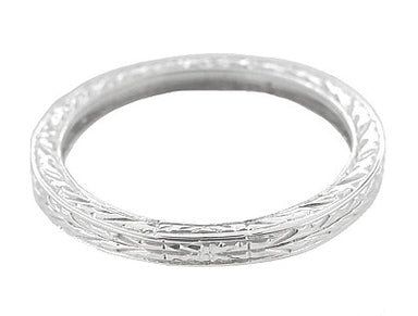 Art Deco Wedding Ring - Platinum with Wheat Engraving - alternate view