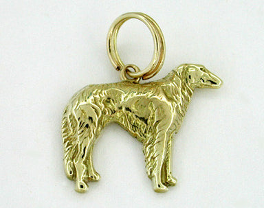 Russian Wolfhound Charm in 14 Karat Gold - Borzoi Dog Charm