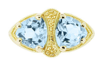 December Blue Topaz Birthstone with Yellow Gold and Diamond