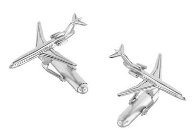 Airplane Cufflinks in Sterling Silver - 727 Jet Design - alternate view