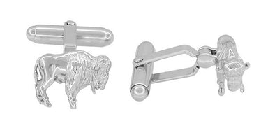 Buffalo Cufflinks in Sterling Silver - Bison Cufflinks - alternate view