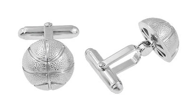 Basketball Cufflinks in Sterling Silver - alternate view