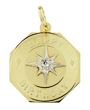 Shining Star Happy Birthday Charm in 14 Karat Gold