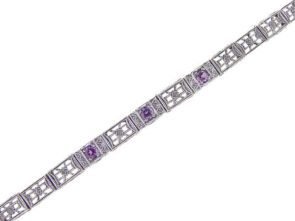 Designer KN Art Deco 2024 Amethyst Sterling Silver Bracelet