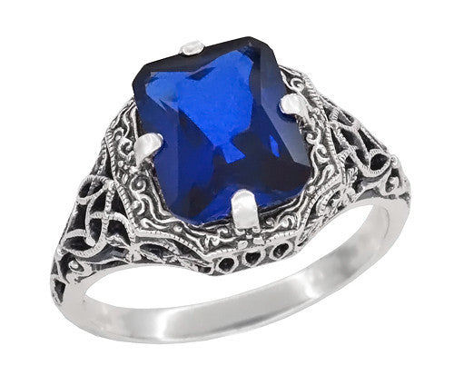Blue Sapphire Rhodium Over Sterling Silver Ring 0.39ctw - AVH021 | JTV.com