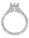 Art Deco Crown Filigree Scrolls Cubic Zirconia Solitaire Ring in Sterling Silver