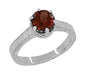 Art Deco Crown Almandine Garnet Promise Ring in Sterling Silver