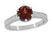 Art Deco Crown Almandine Garnet Promise Ring in Sterling Silver