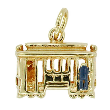 Trolley Car Charm in Enamel and 14 Karat Gold