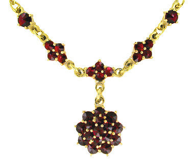 Gorgeous Victorian Bohemian Garnet Floral Drop Necklace in Sterling Si ...