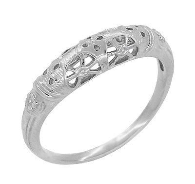 Filigree white deals gold wedding band